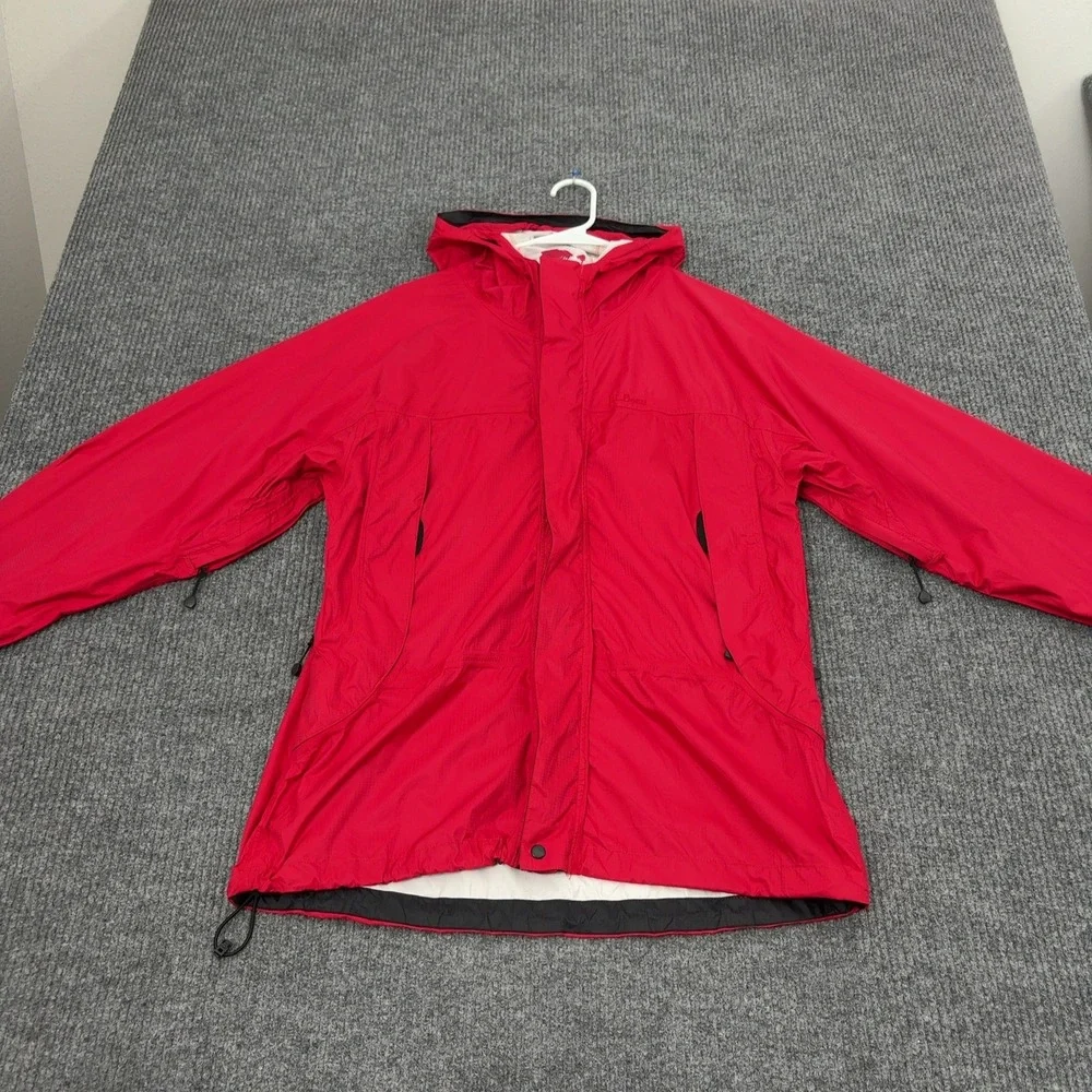 LL Bean Jacket Mens M Red Nylon Hooded Full Zip Ripstop Gorpcore Hiking Outdoor